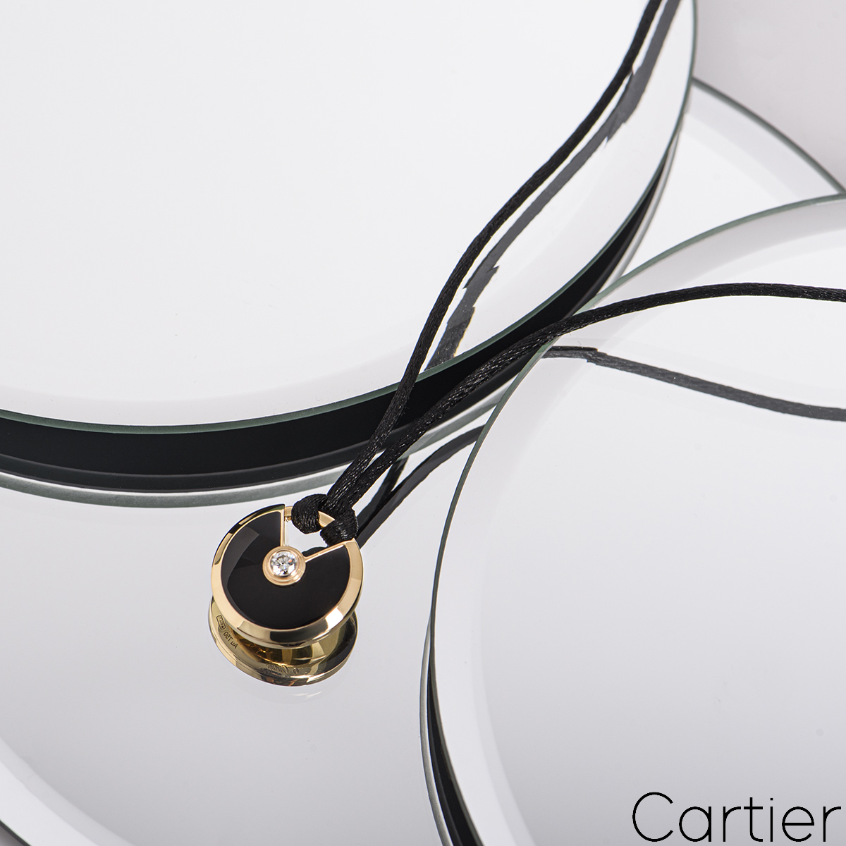 Cartier Rose Gold Diamond & Onyx Amulette De Cartier Necklace